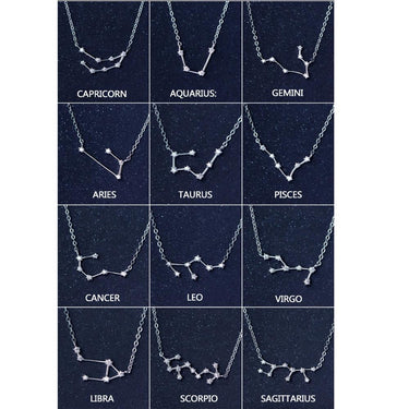 THAI SILVER Zodiac Constellation Pendant Necklace